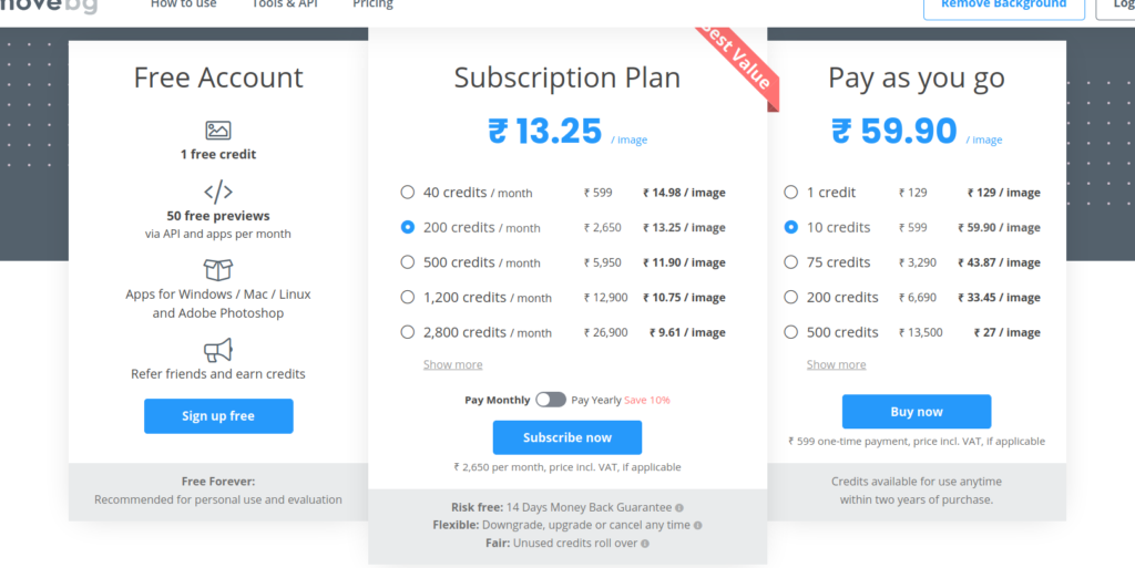 removebg pricing