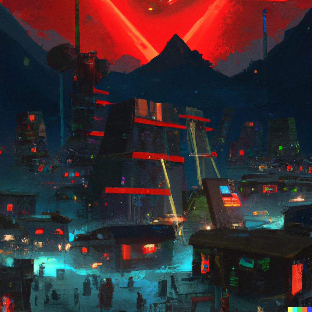 DALL E 2022 10 09 14.35.29 a cyberpunk illustration of Ukhrul town digital art Copy