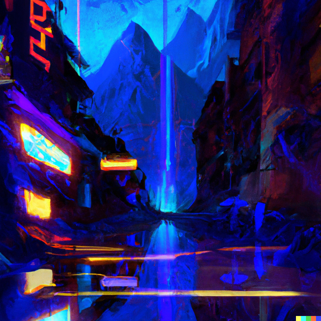 DALL E 2022 10 09 14.35.35 a cyberpunk illustration of Ukhrul town digital art Copy