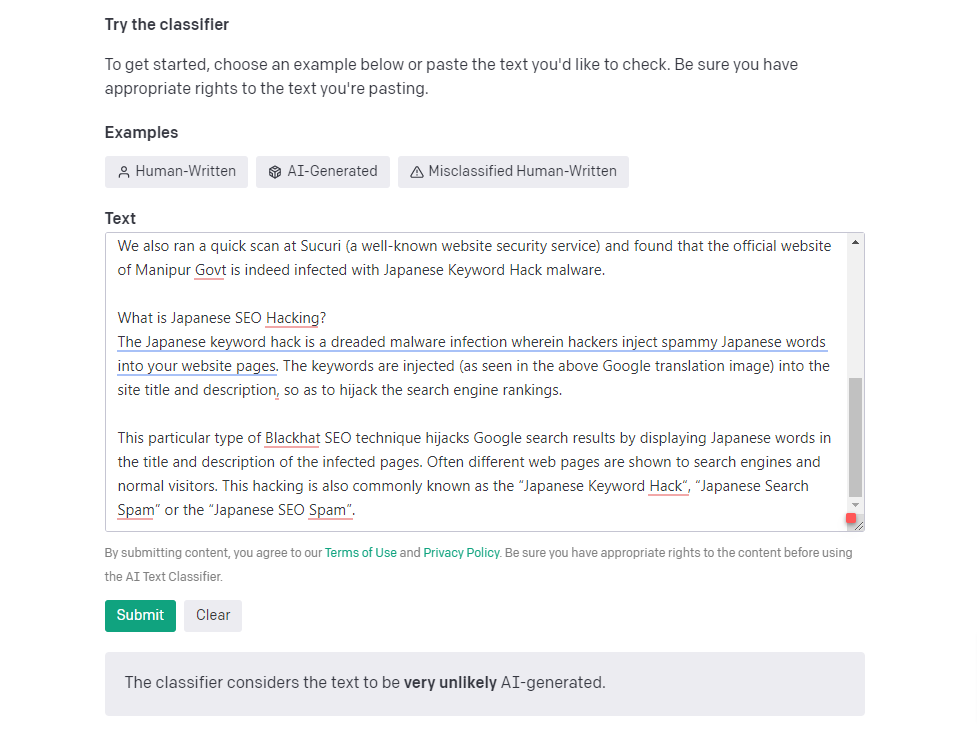 AI Text Classifier OpenAI